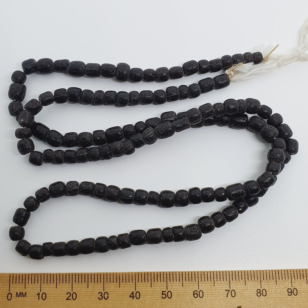 Tube - Black Matte Opaque - Java Recycled Glass Beads - (1 strand)