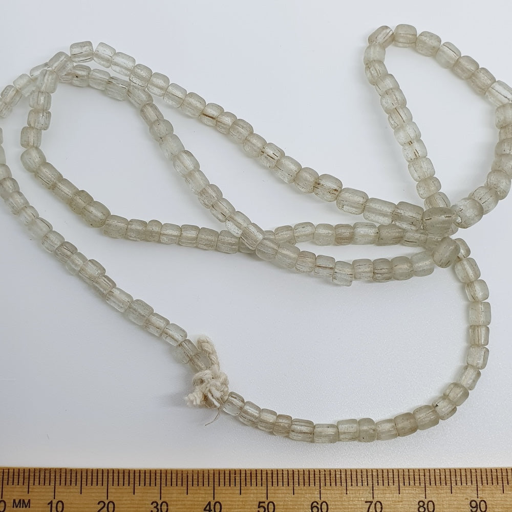 Tube - Clear Transparent - Java Recycled Glass Beads - (1 strand)