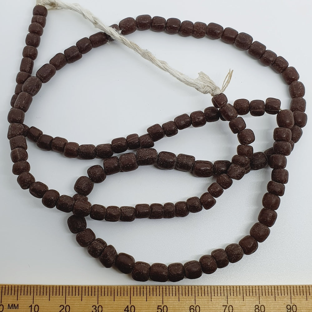Tube - Dark Chocolate Matte Opaque - Java Recycled Glass Beads - (1 strand)