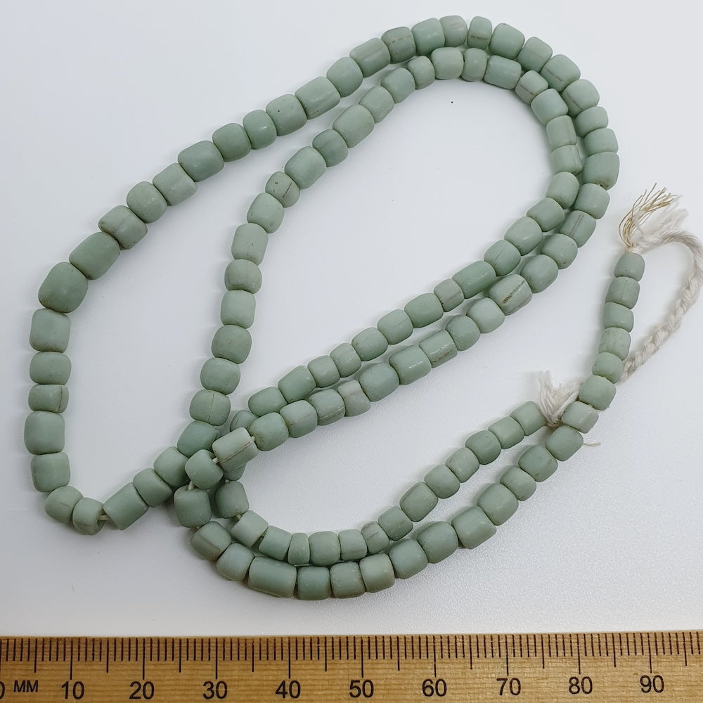 Tube - Spearmint Green Matte Opaque - Java Recycled Glass Beads - (1 strand)