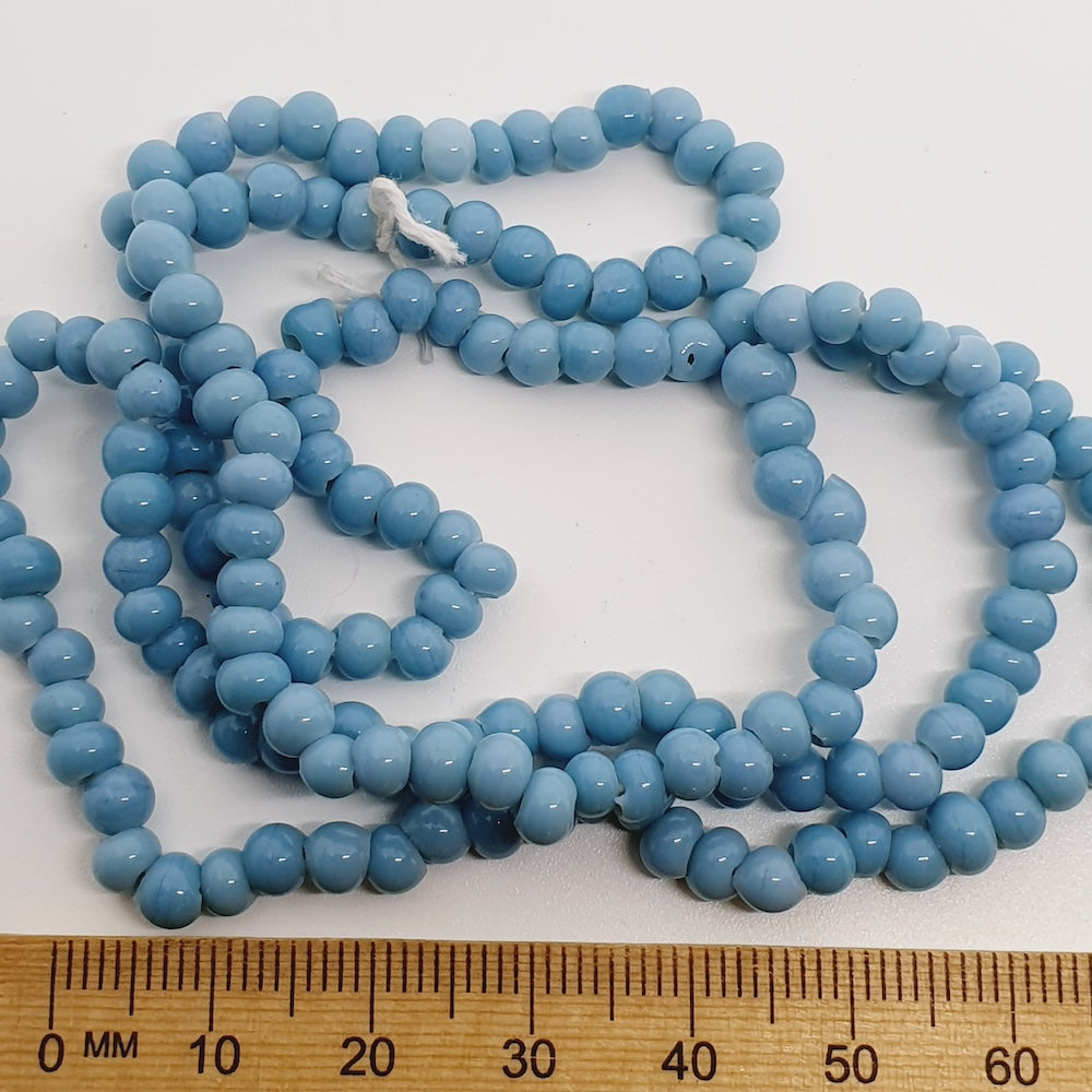3~4mm Round - Duck Egg Blue Opaque - Java Glass Lampwork Beads - (1 strand)