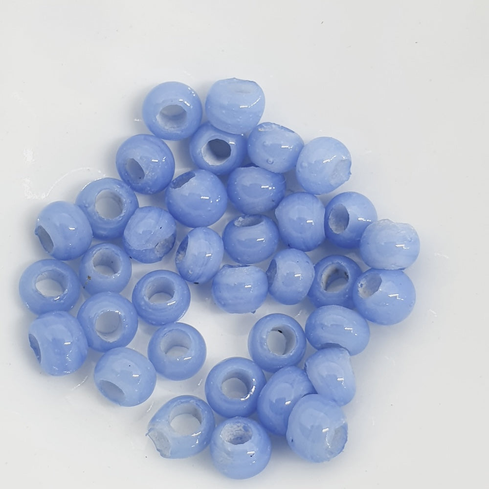 3~4mm Round - Milky Blue Opaque - Java Glass Lampwork Beads - (1 strand)