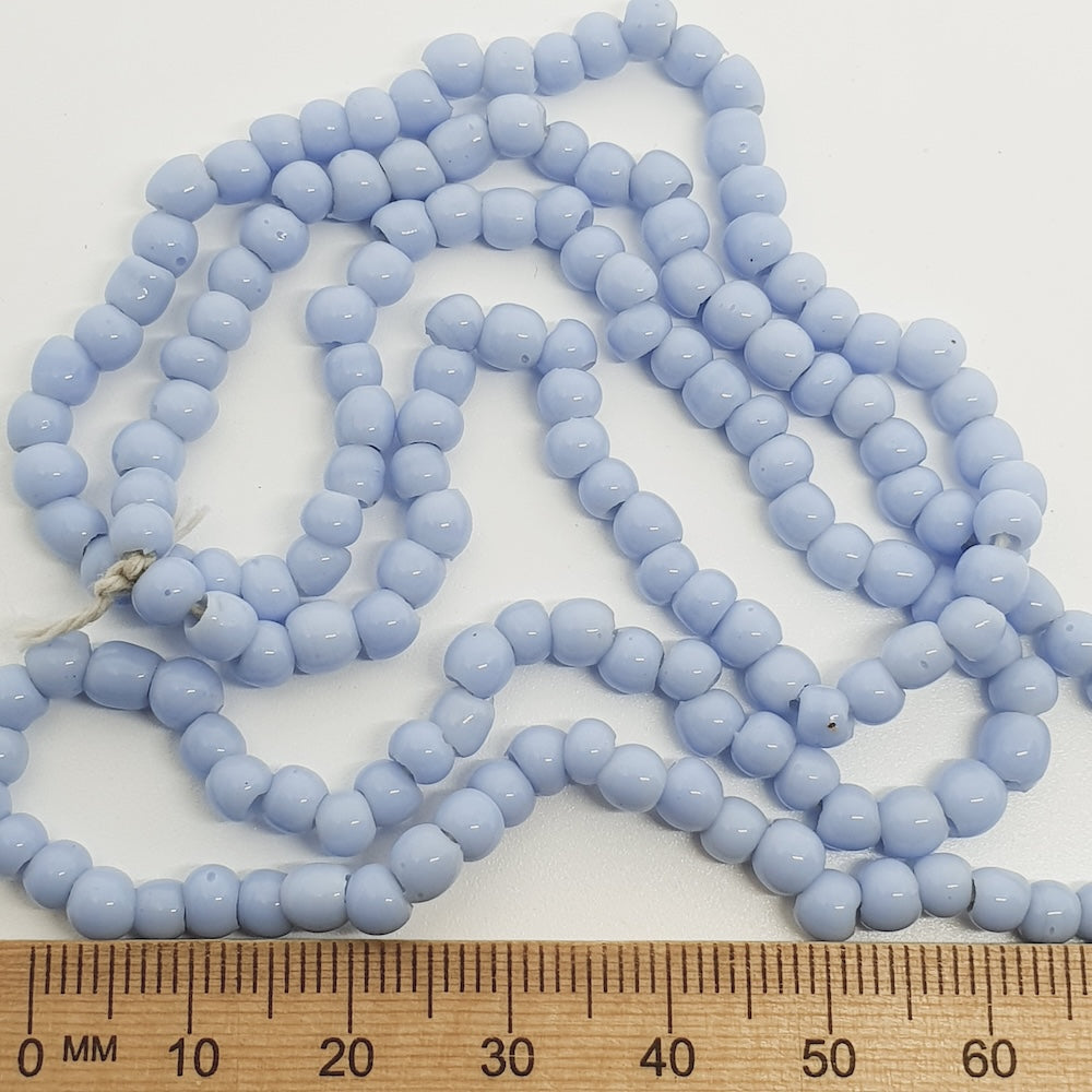 3~4mm Round - Baby Blue Opaque - Java Glass Lampwork Beads - (1 strand)