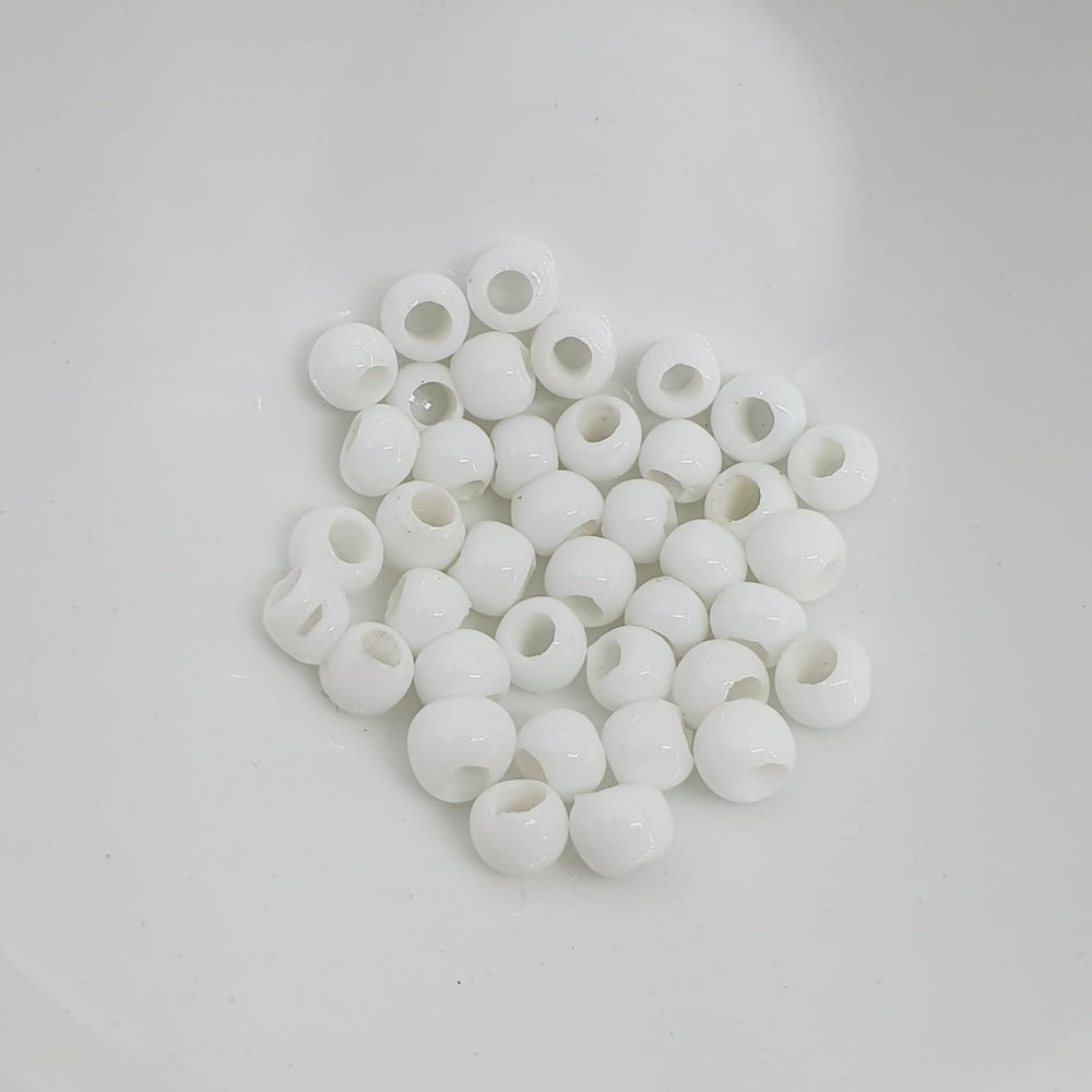 3~4mm Round - White Opaque - Java Glass Lampwork Beads - (1 strand)