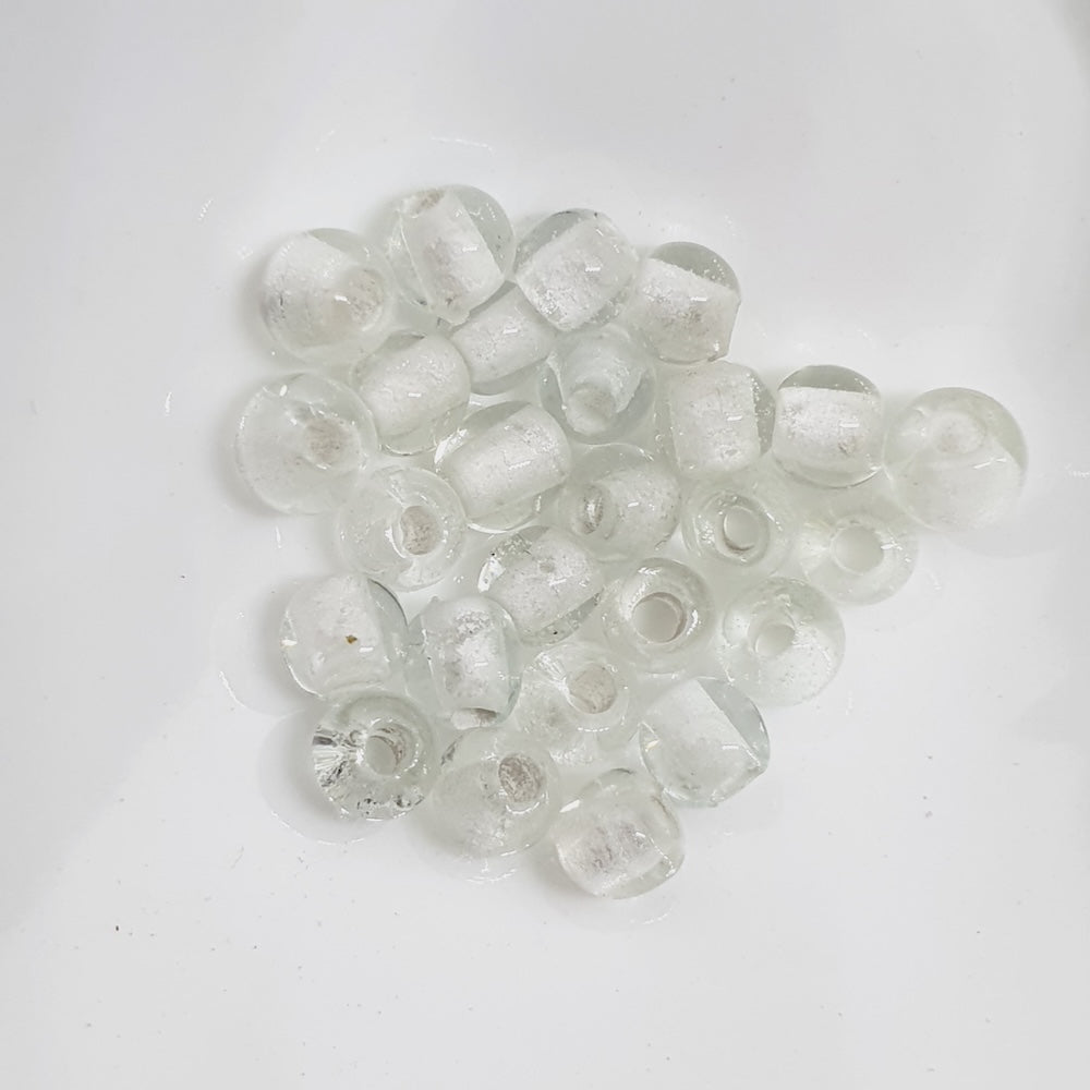 3~4mm Round - Clear Transparent - Java Glass Lampwork Beads - (1 strand)