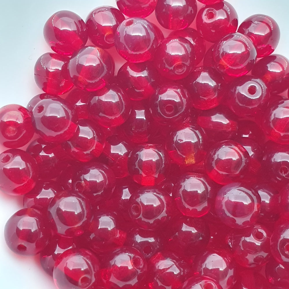 6mm Round (25) - Ruby Red Transparent - Vintage Czech Glass Beads