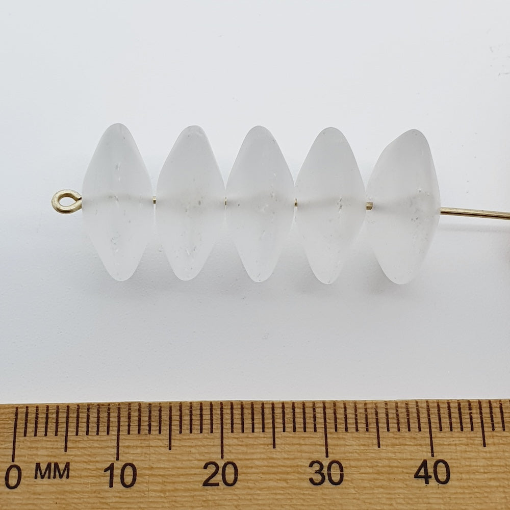 7x16mm Rondelle (10) - Clear Transparent Frosted - Vintage Czech Glass Beads