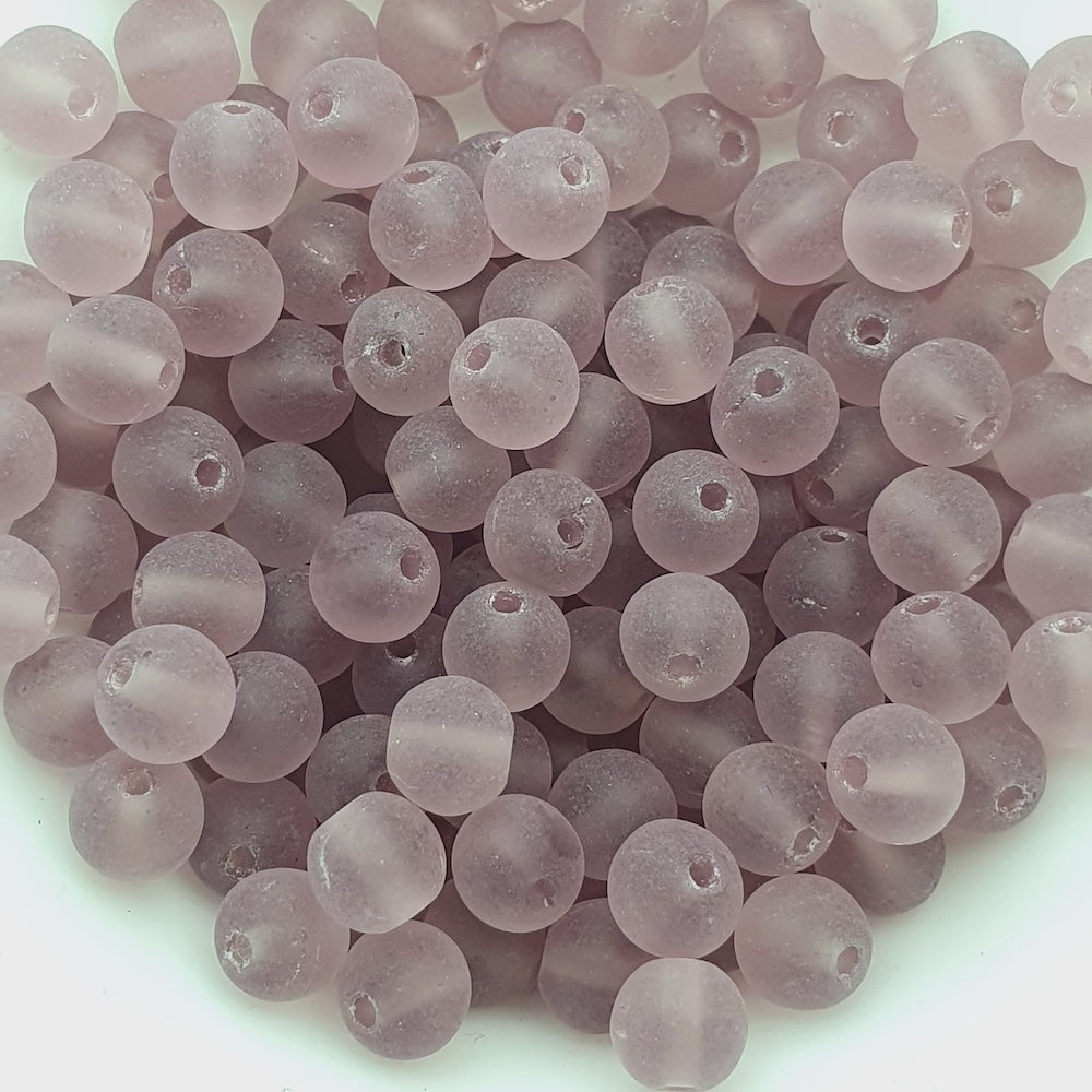 5mm Round (50) - Light Amethyst Frosted - Vintage Czech Glass Beads