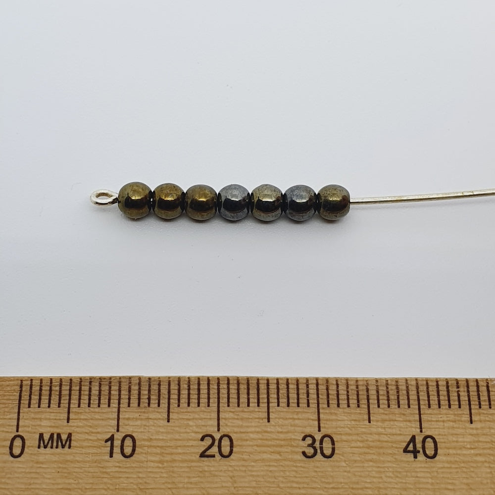 4mm Round (100) - Brown Iris - Vintage Czech Glass Beads