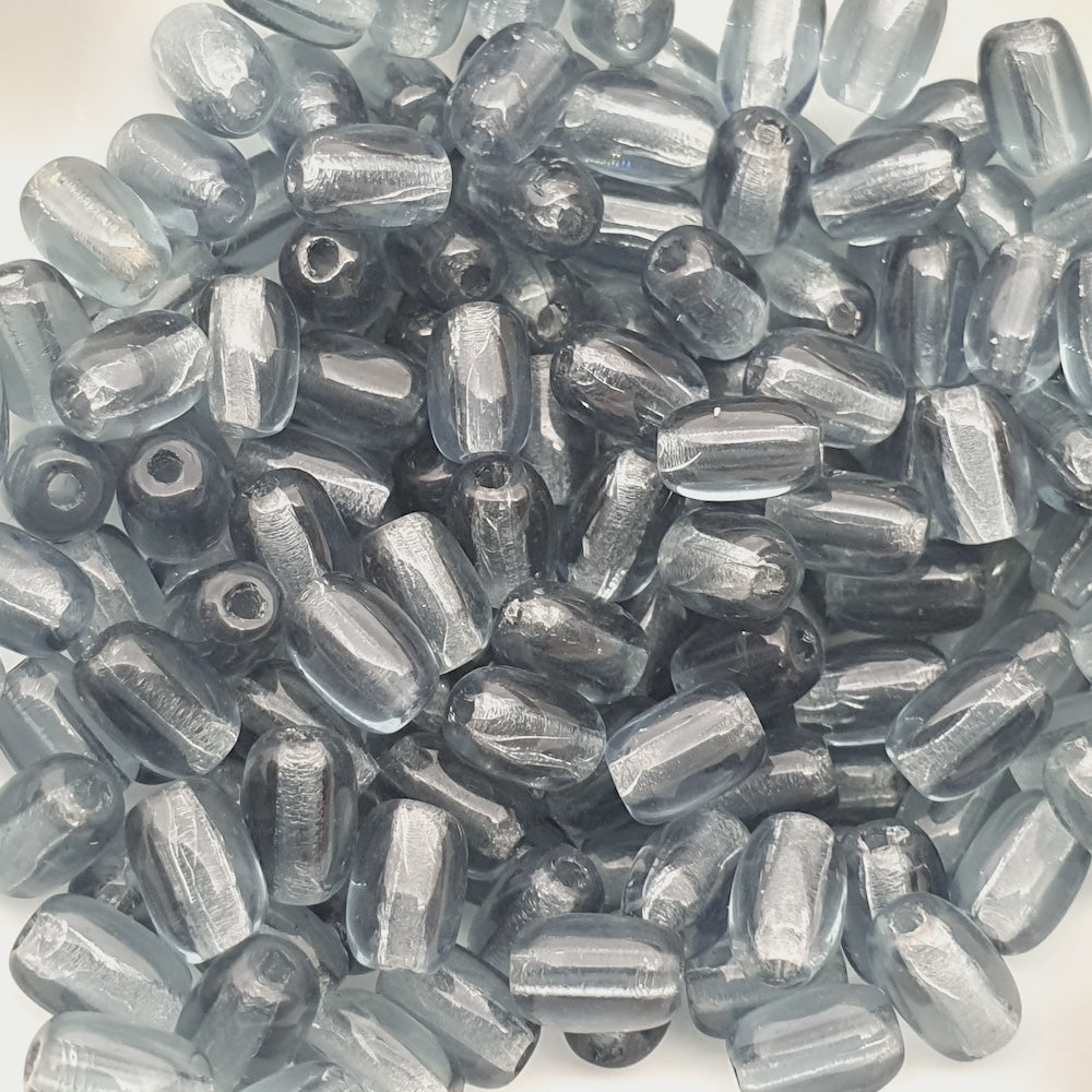 6x4mm Oval Czech Glass Beads (50) - Indicolite Blue Transparent - Bead Shack