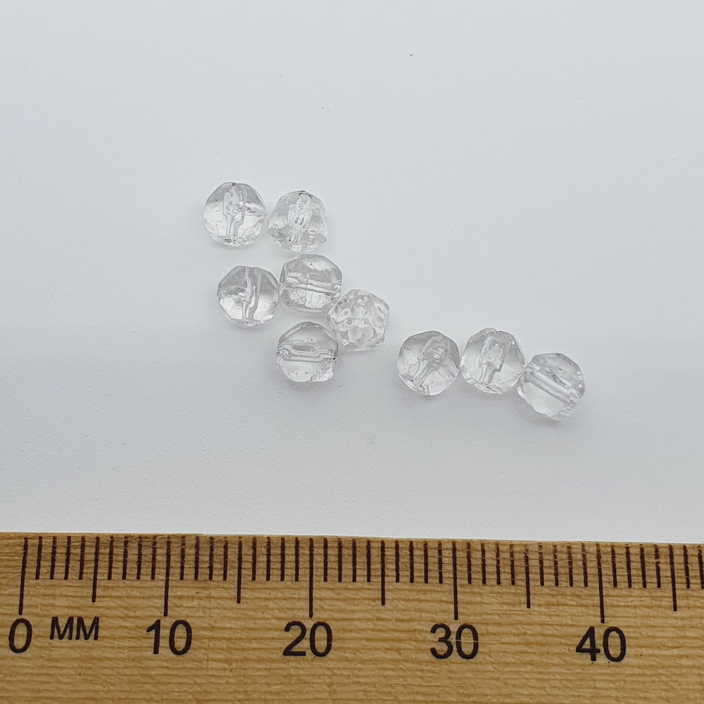 4mm Facet Round (100) - Clear Transparent - Vintage Czech Glass Beads