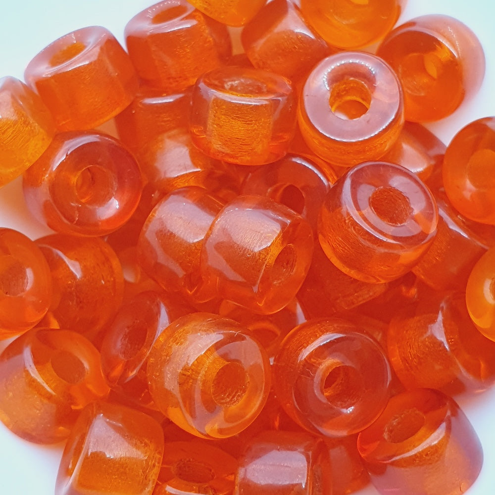 9mm Pony (50) - Hyacinth Transparent - Vintage Czech Glass Beads - Bead Shack
