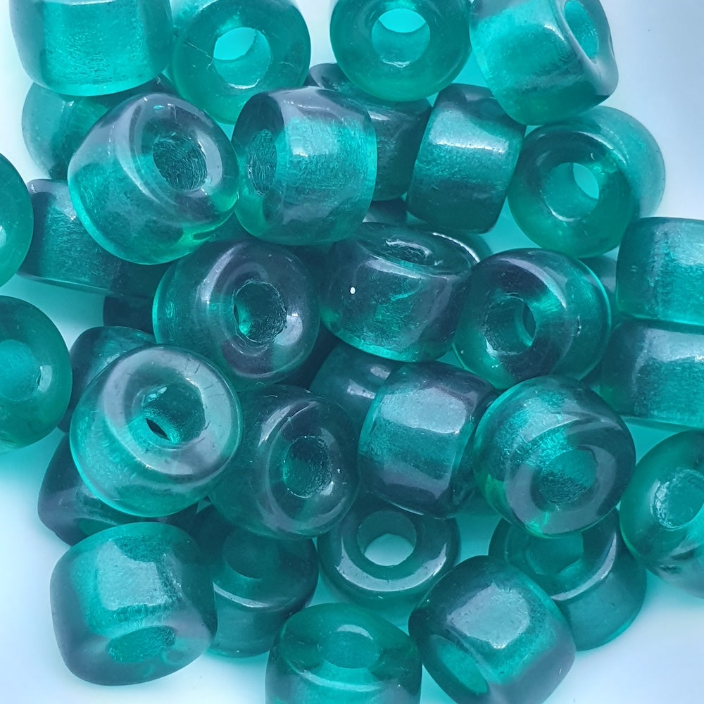 9mm Pony (50) - Emerald Transparent - Vintage Czech Glass Beads - Bead Shack