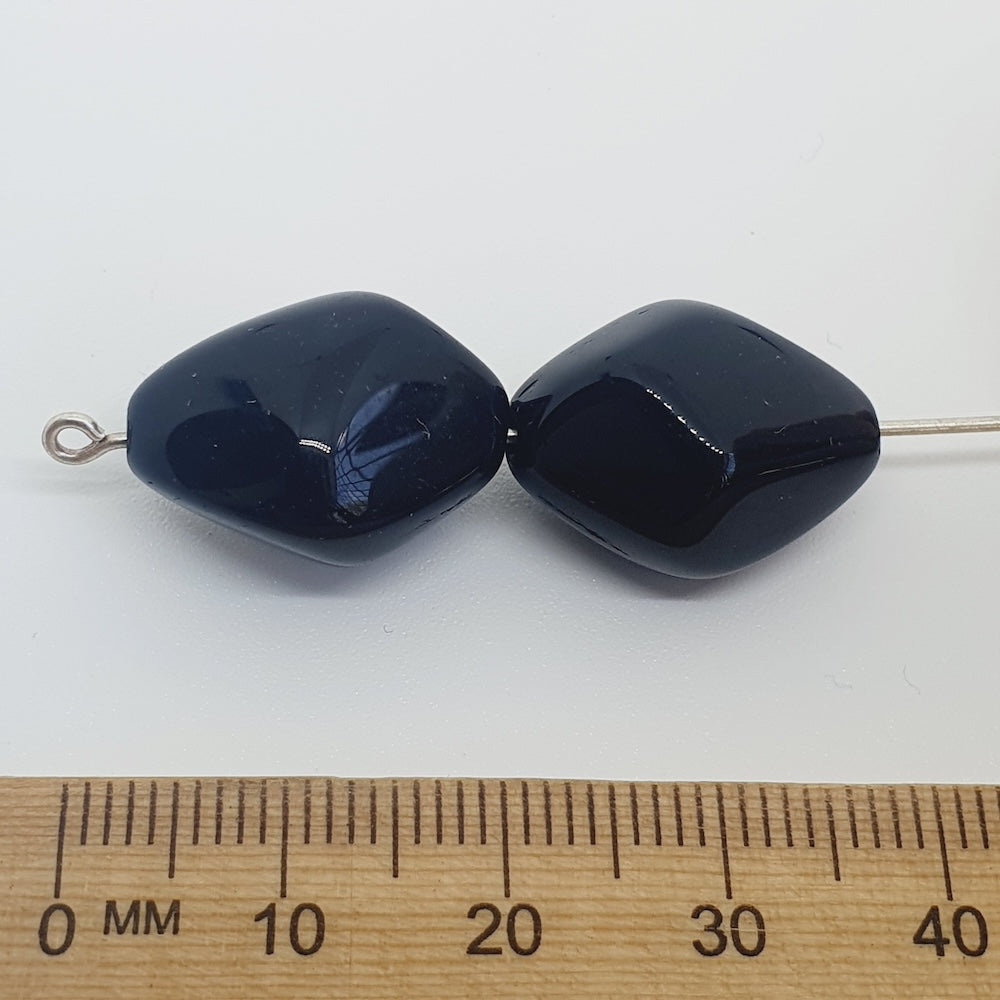 18x4mm Nugget (10) - Black - Vintage Czech Glass Beads