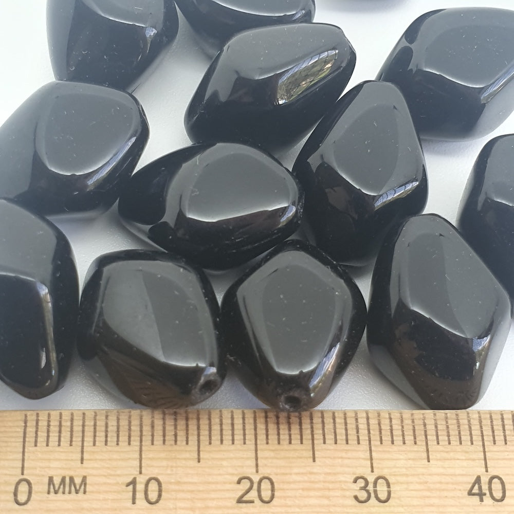18x4mm Nugget (10) - Black - Vintage Czech Glass Beads