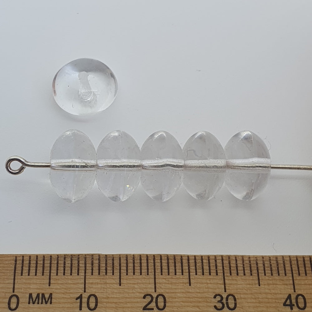 7x11mm Rondelle (10) - Clear Transparent - Vintage Czech Glass Beads