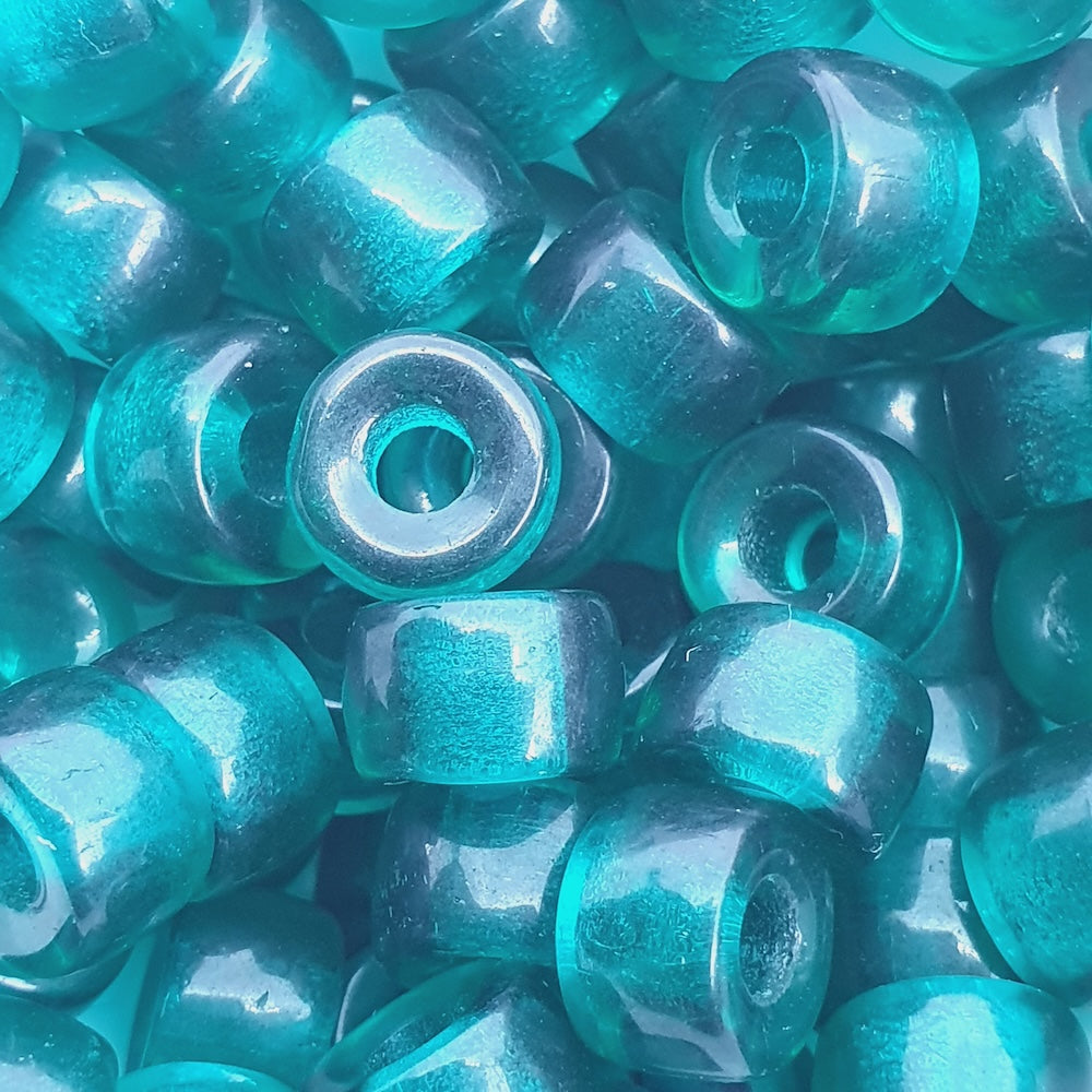 9mm Pony (50) - Emerald Transparent - Vintage Czech Glass Beads - Bead Shack