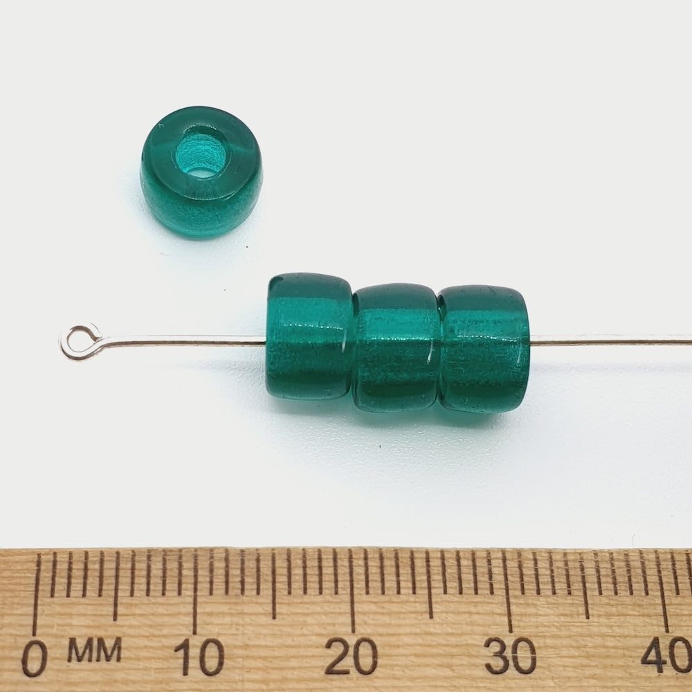 9mm Pony (50) - Emerald Transparent - Vintage Czech Glass Beads - Bead Shack