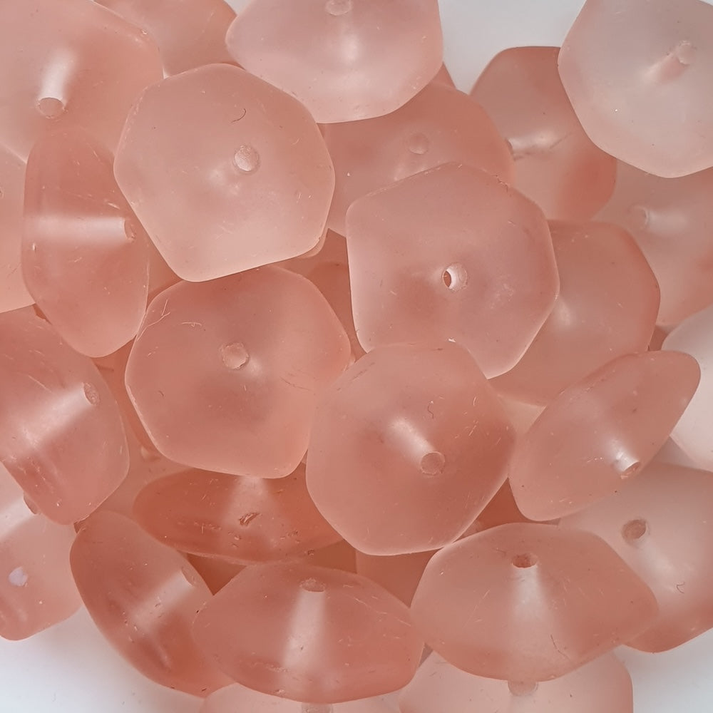 5x11mm Rondelle (25) - Pink Transparent Frosted - Vintage Czech Glass Beads