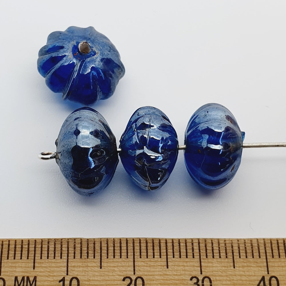 8x12mm Onion (25) - Transparent Aqua Lustre - Indian Glass Vintage Beads