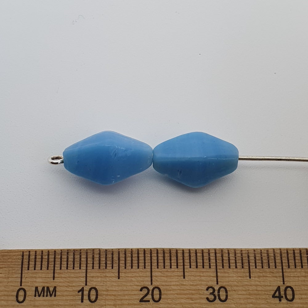 15x8mm Bicone (25) - Opaque Sky Blue - Vintage Indian Glass Bead