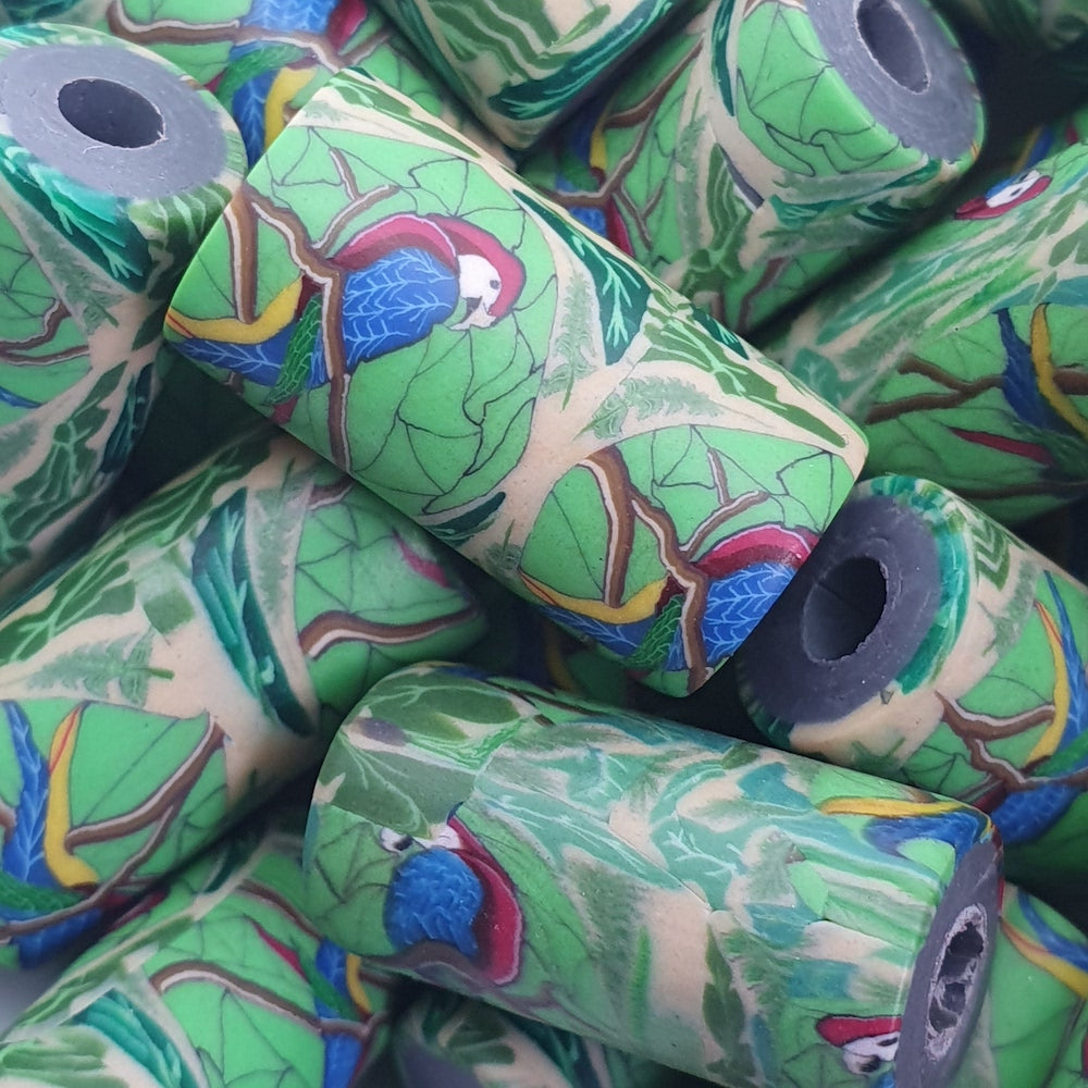 18mm Tube Fimo Beads (10) - Parrot