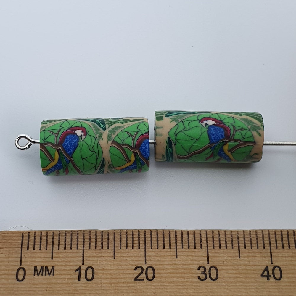 18mm Tube Fimo Beads (10) - Parrot