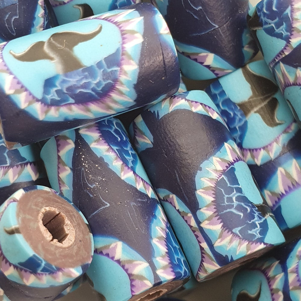 18mm Tube Fimo Beads (10) - Whale Tail