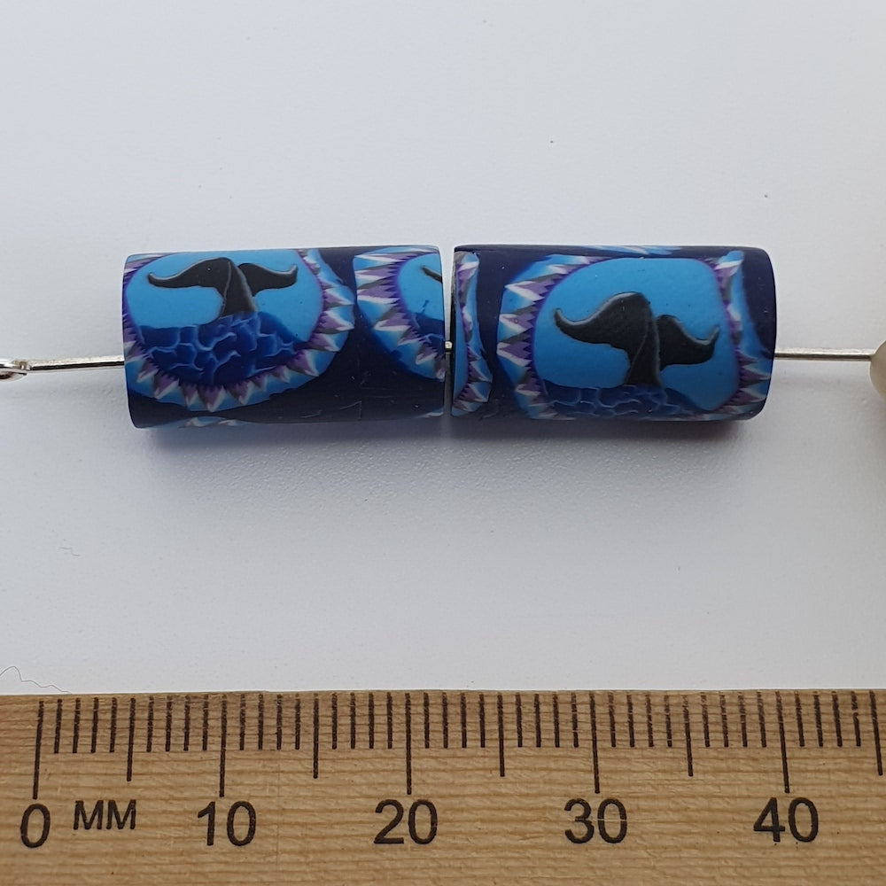 18mm Tube Fimo Beads (10) - Whale Tail