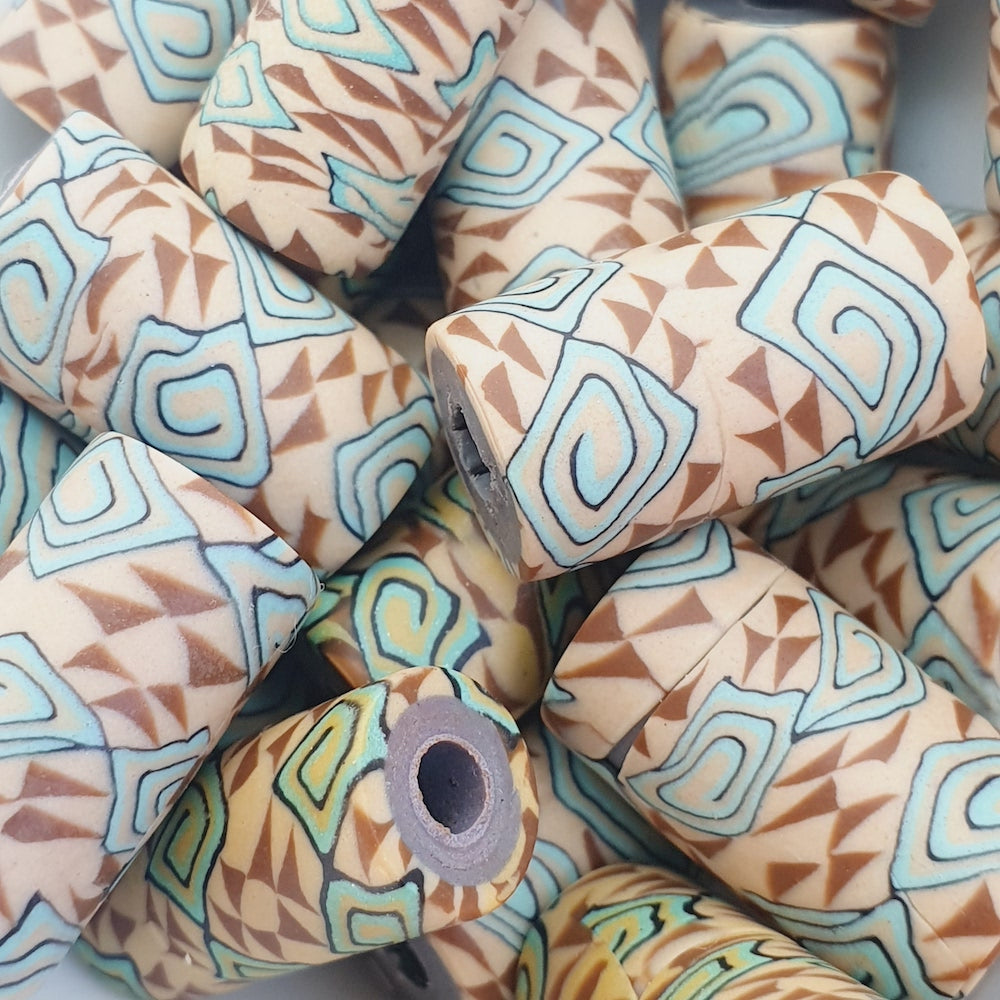 18mm Tube Fimo Beads (10) - Aztec
