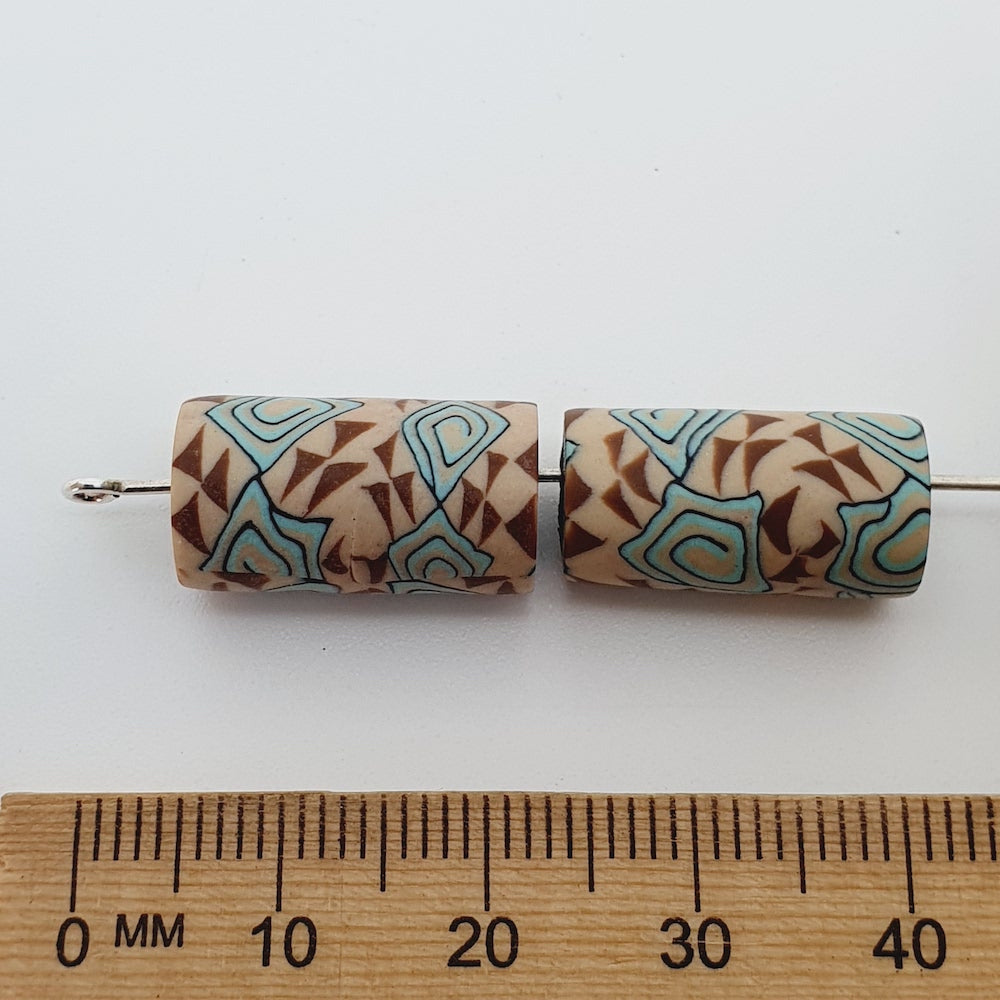 18mm Tube Fimo Beads (10) - Aztec