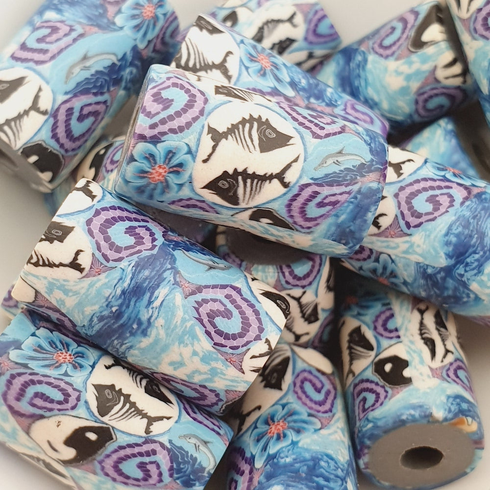 18mm Tube Fimo Beads (10) - Fish Bones