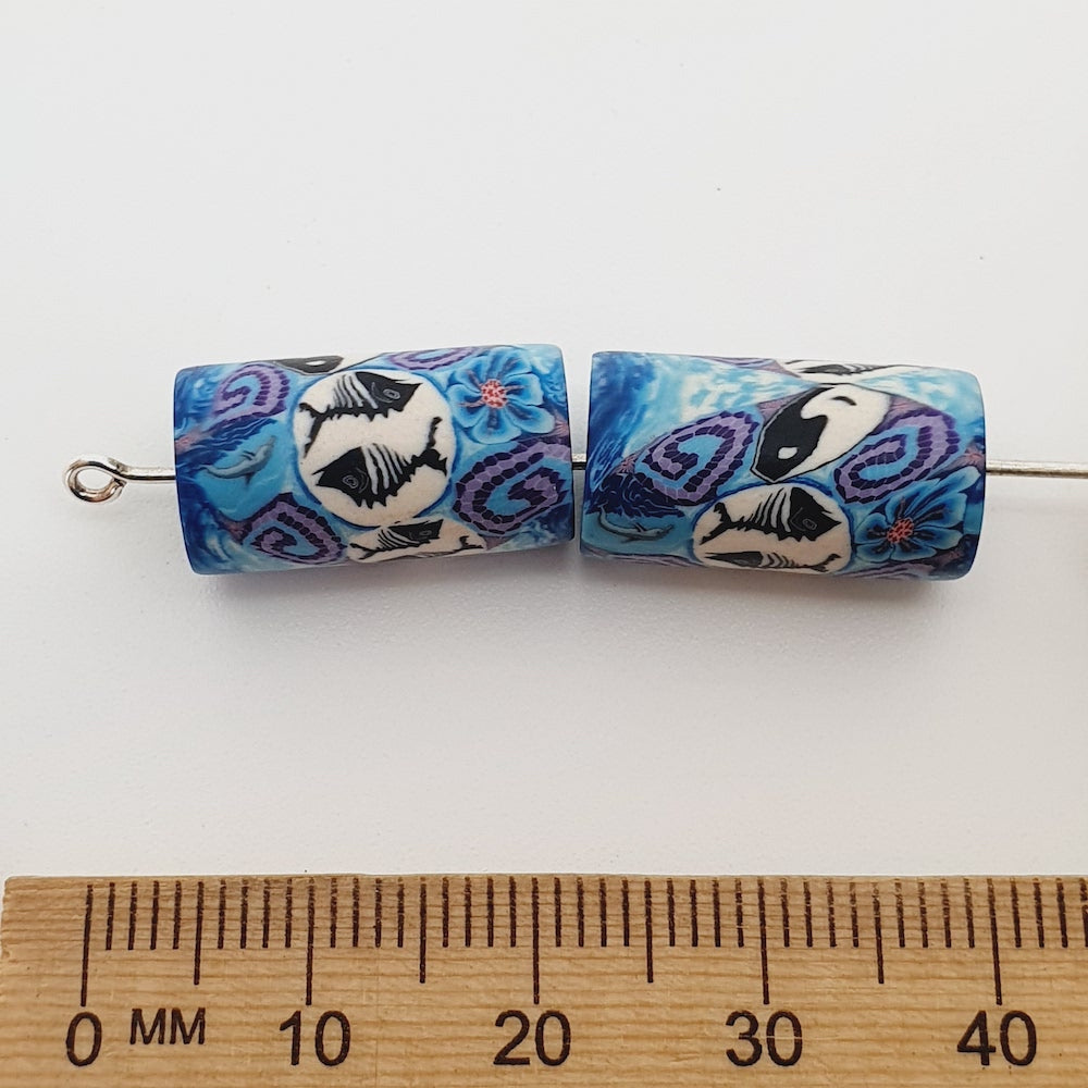 18mm Tube Fimo Beads (10) - Fish Bones