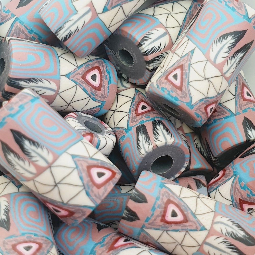 18mm Tube Fimo Beads (10) - Native American Symbols