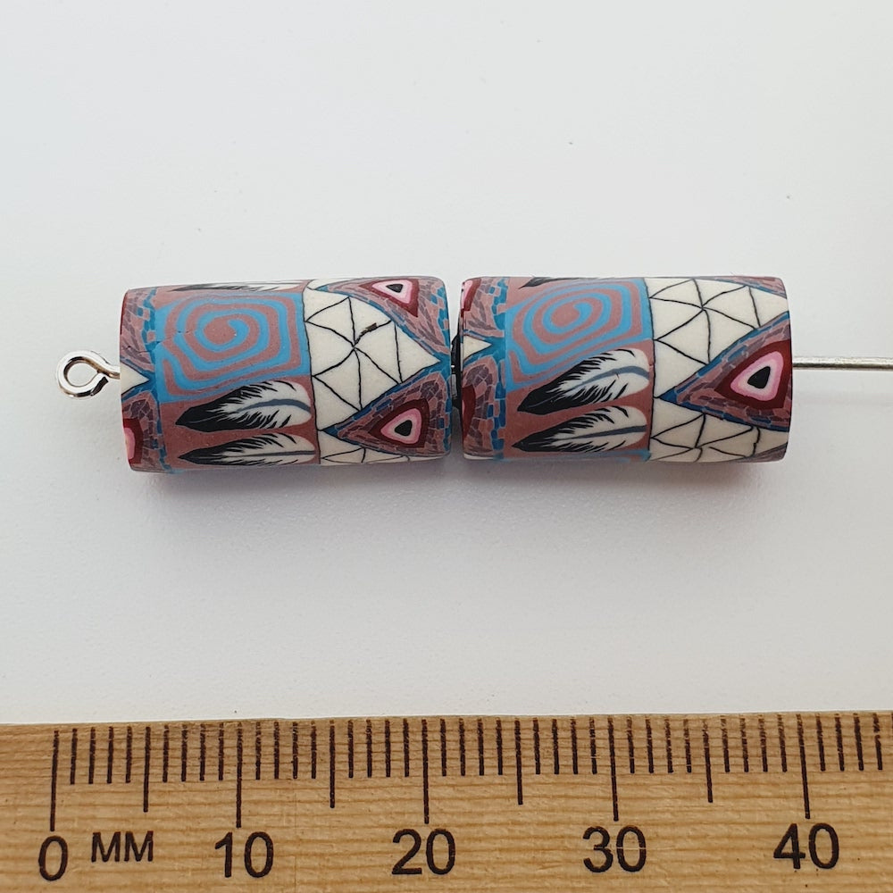 18mm Tube Fimo Beads (10) - Native American Symbols