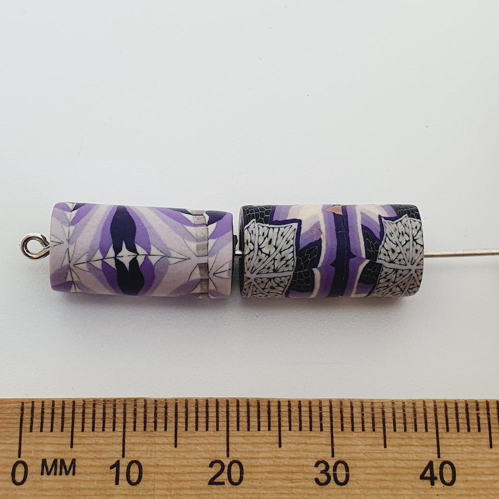 18mm Tube Fimo Beads (10) - Kaleidoscope