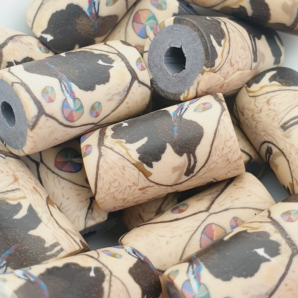 18mm Tube Fimo Beads (10) - Buffalo
