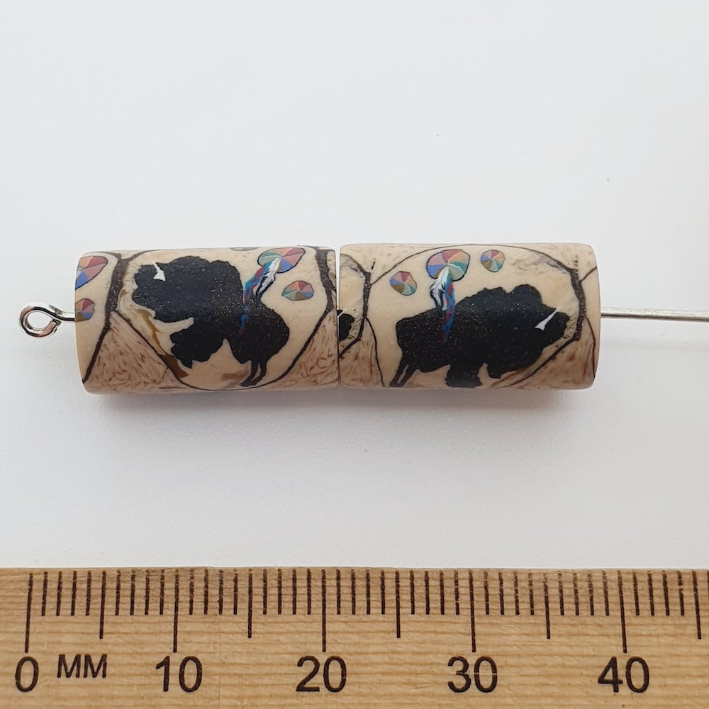 18mm Tube Fimo Beads (10) - Buffalo