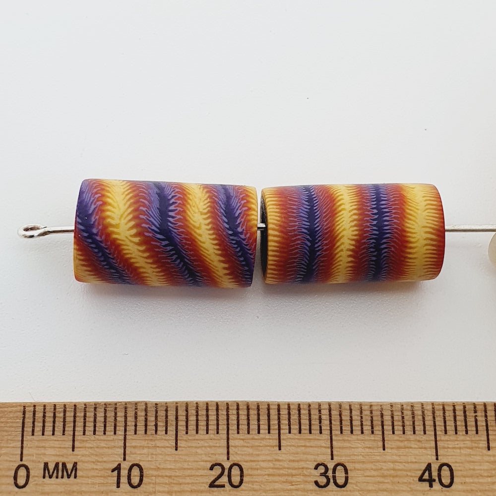 18mm Tube Fimo Beads (10) - Tie Dye