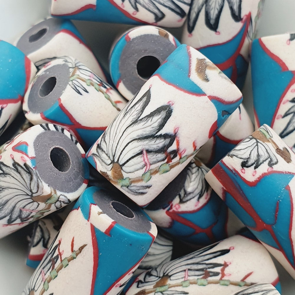 18mm Tube Fimo Beads (10) - Peace Pipe