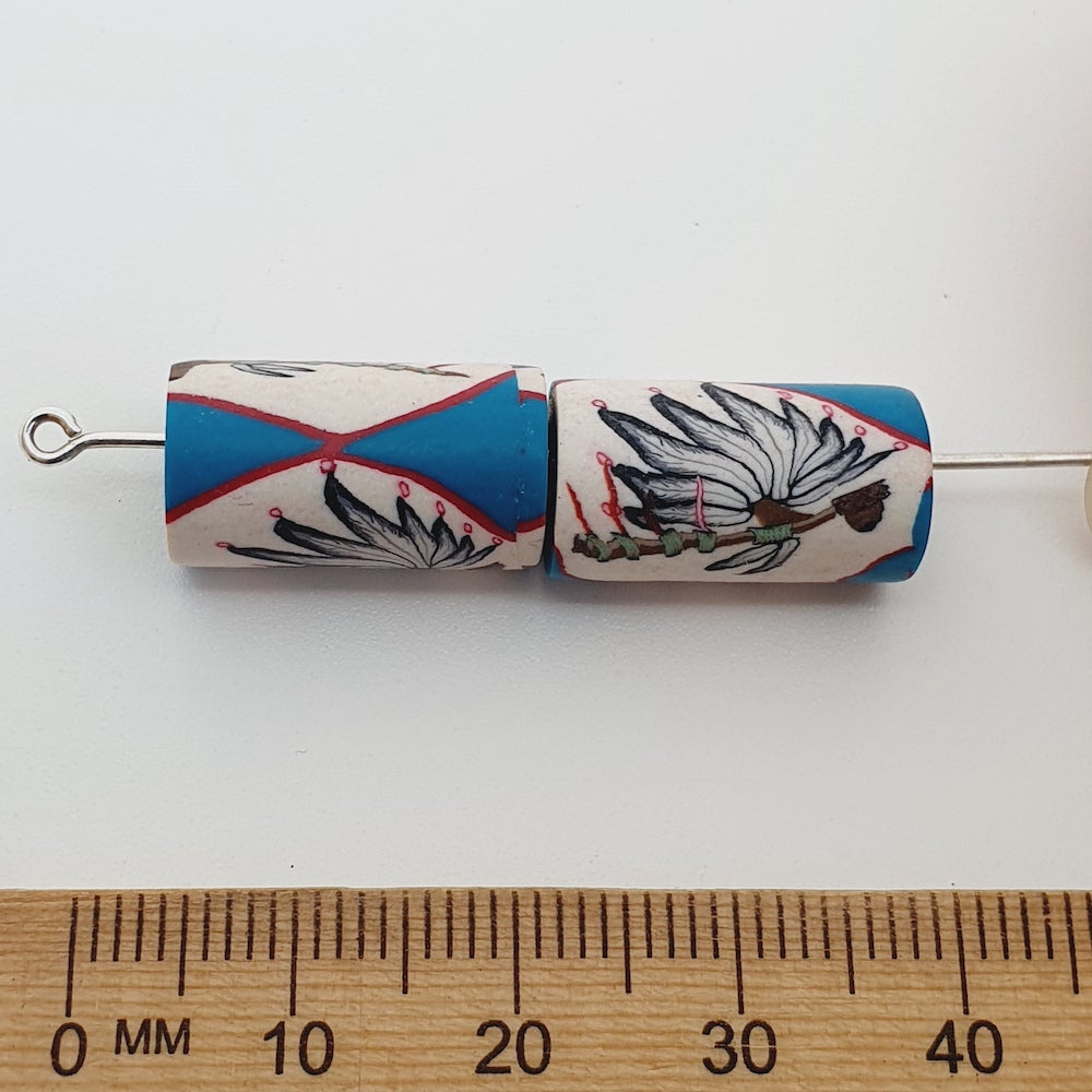 18mm Tube Fimo Beads (10) - Peace Pipe