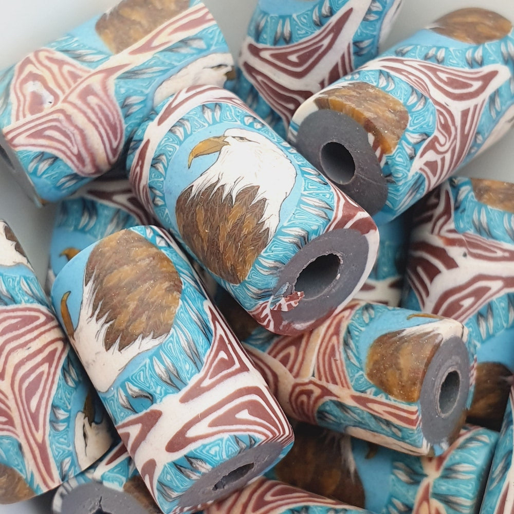 18mm Tube Fimo Beads (10) - Eagle Head