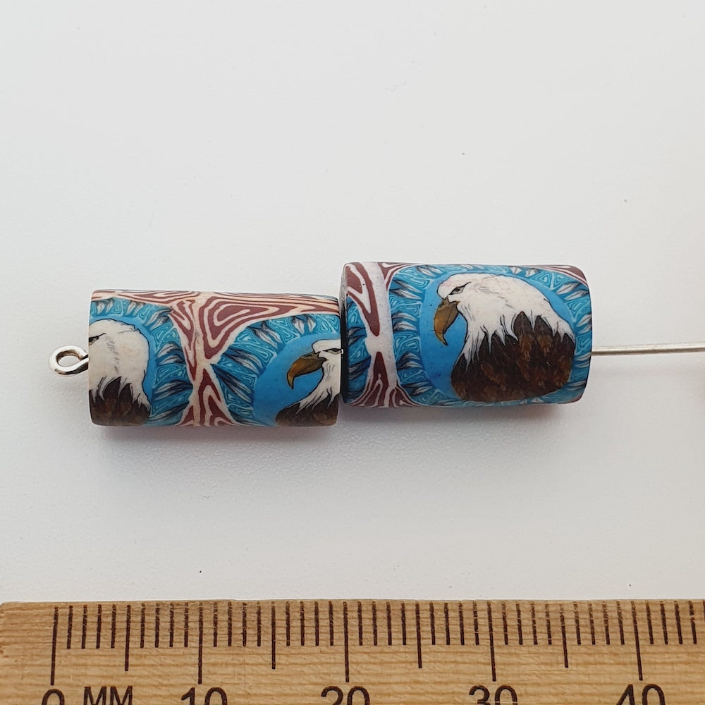 18mm Tube Fimo Beads (10) - Eagle Head
