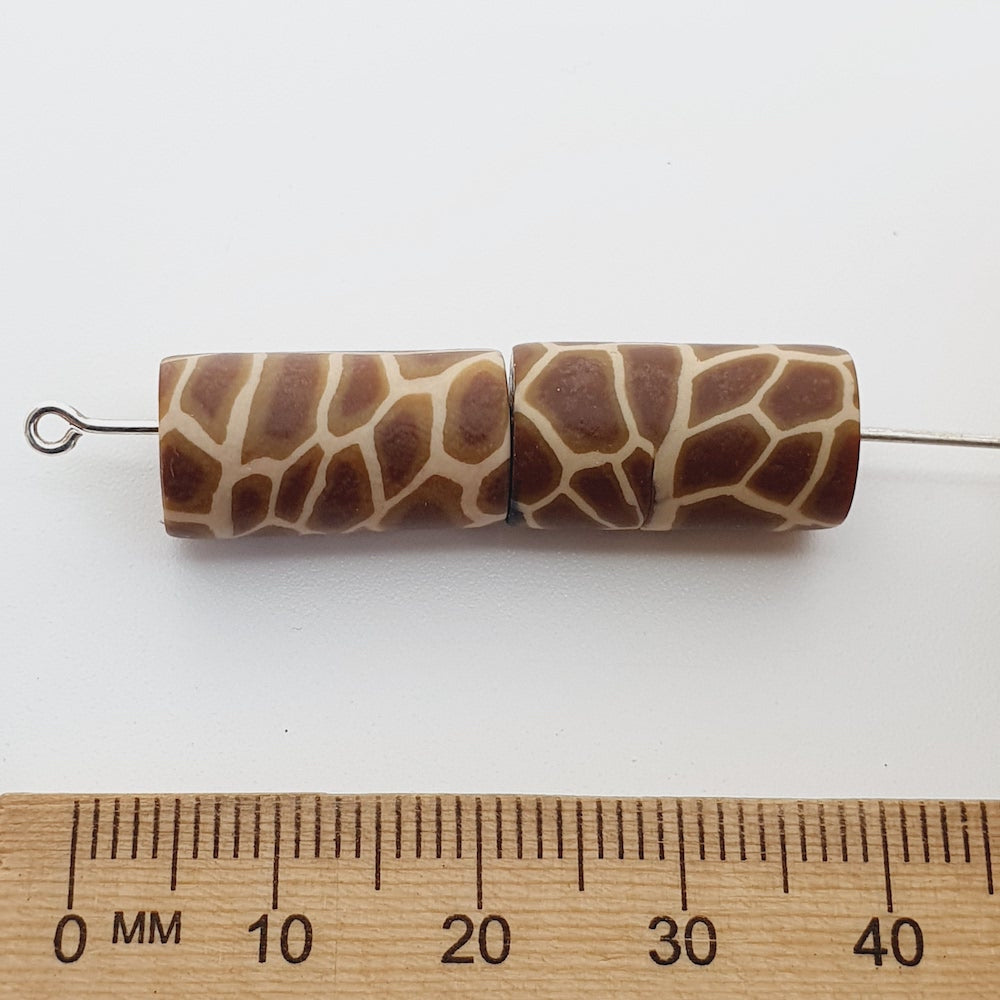 18mm Tube Fimo Beads (10) - Giraffe Print