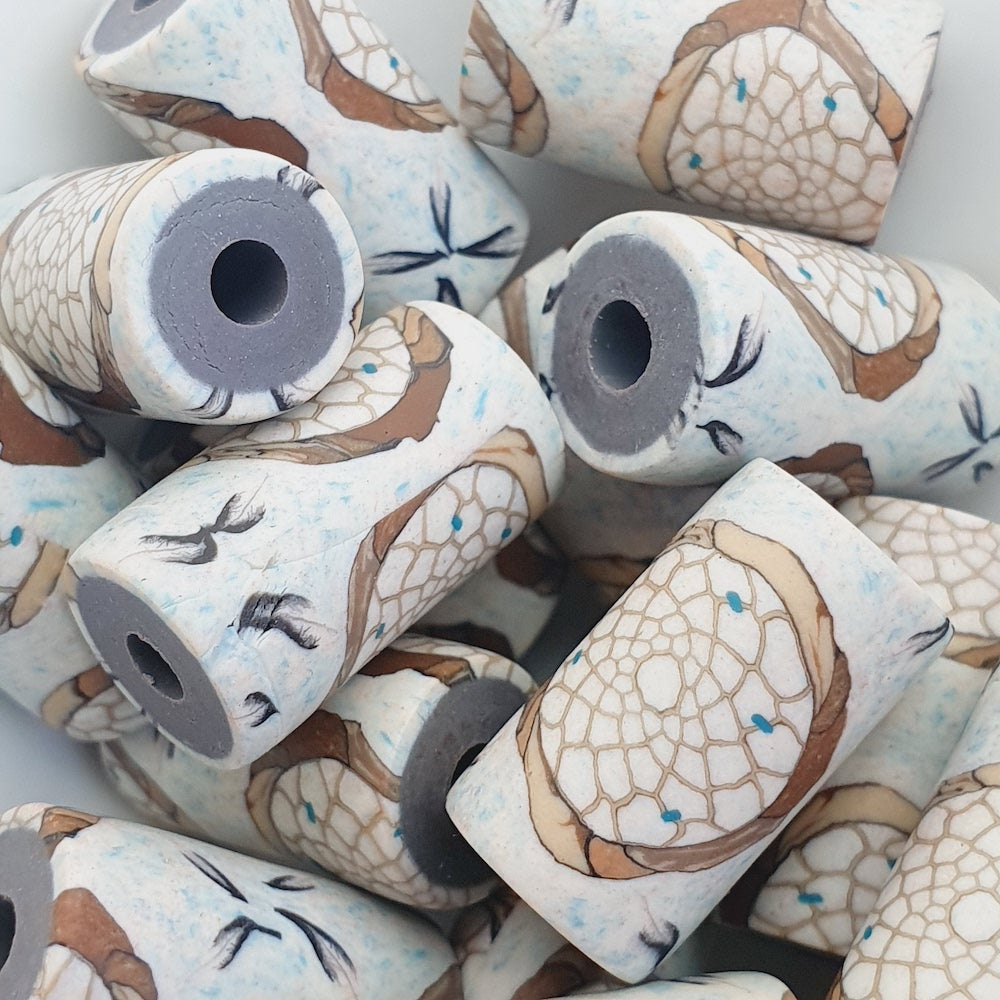 18mm Tube Fimo Beads (10) - Dream Catcher Web