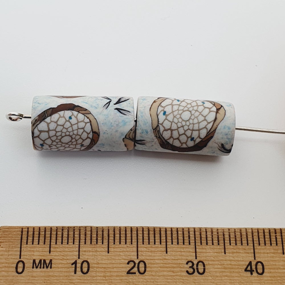 18mm Tube Fimo Beads (10) - Dream Catcher Web