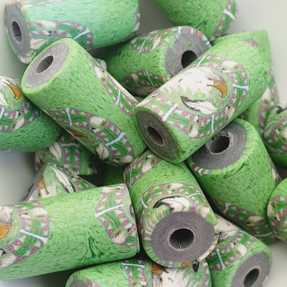 18mm Tube Fimo Beads (10) - Eagle w. Feather