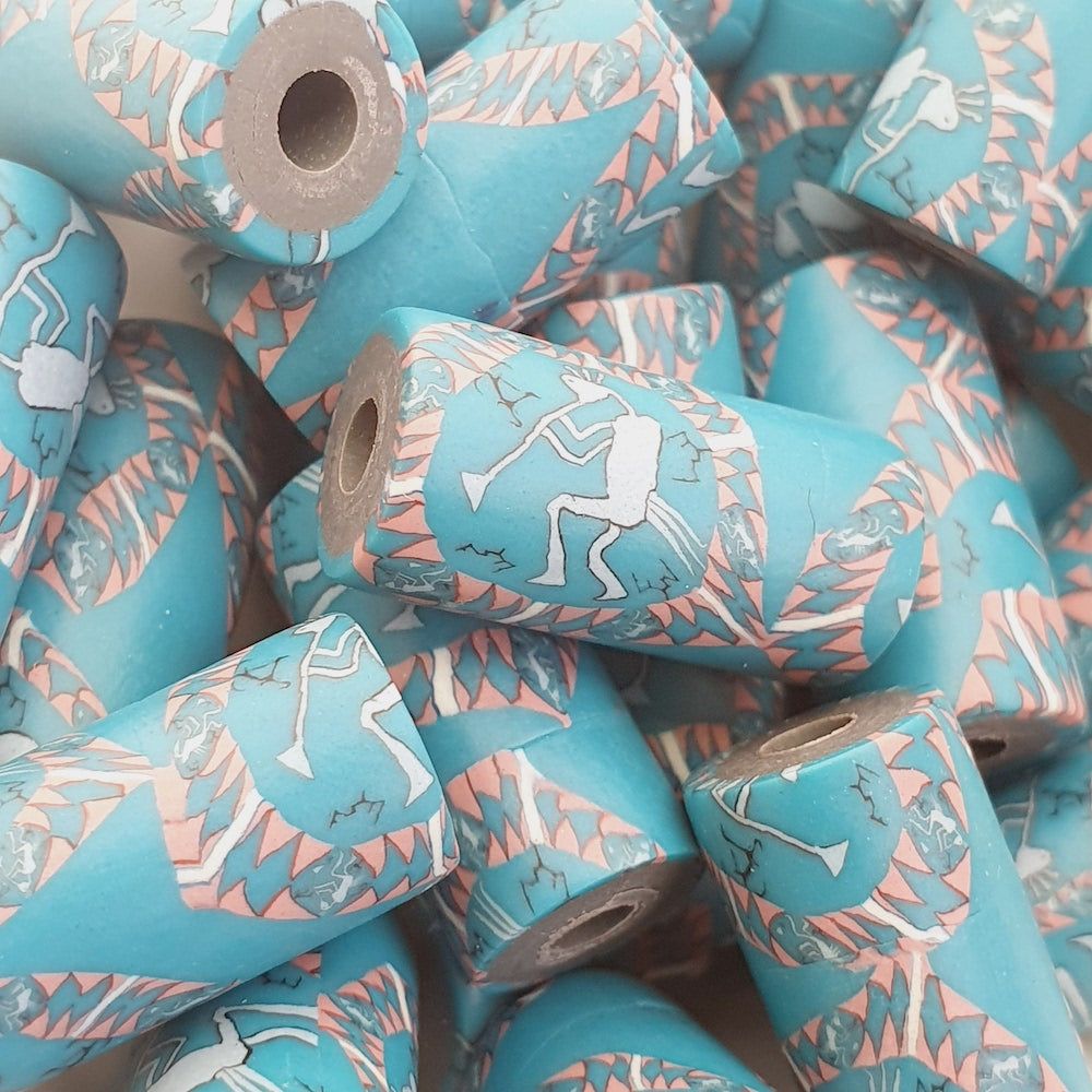 18mm Tube Fimo Beads (10) - Kokopelli
