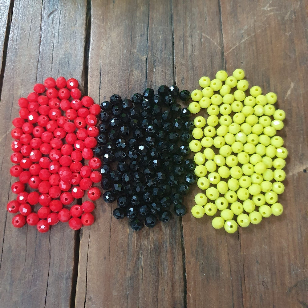 6mm Glass Faceted Beads (approx. 270 beads) - NAIDOC Aboriginal Supplies