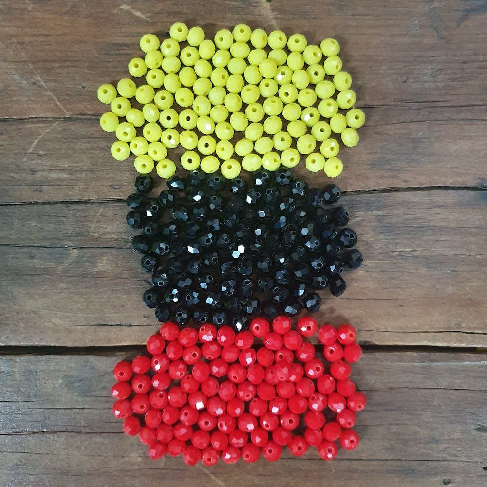 6mm Glass Faceted Beads (approx. 270 beads) - NAIDOC Aboriginal Supplies